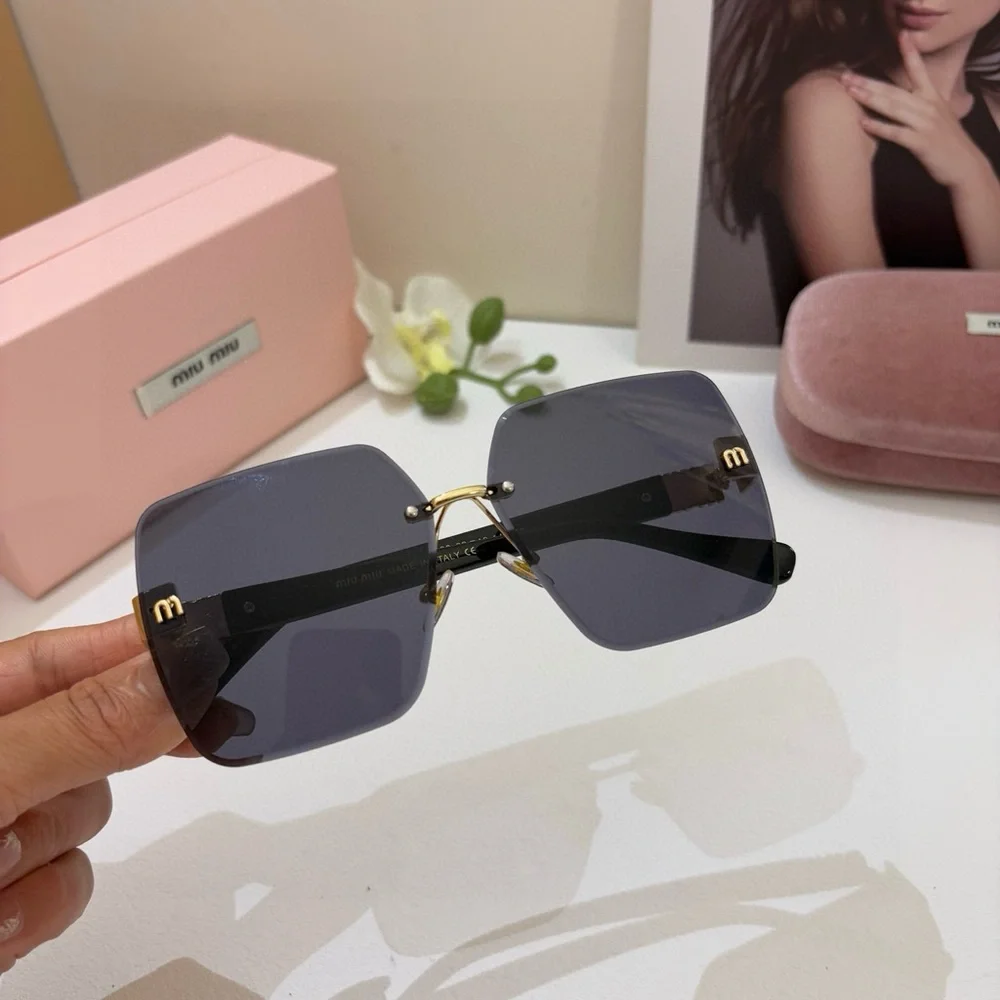 Miu Miu Black and Gold Square Sunglasses - Picture 6 of 8
